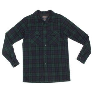 Pendleton Mens Blue Green Flannel Board Shirt size S 100% Wool Classic Plaid 936